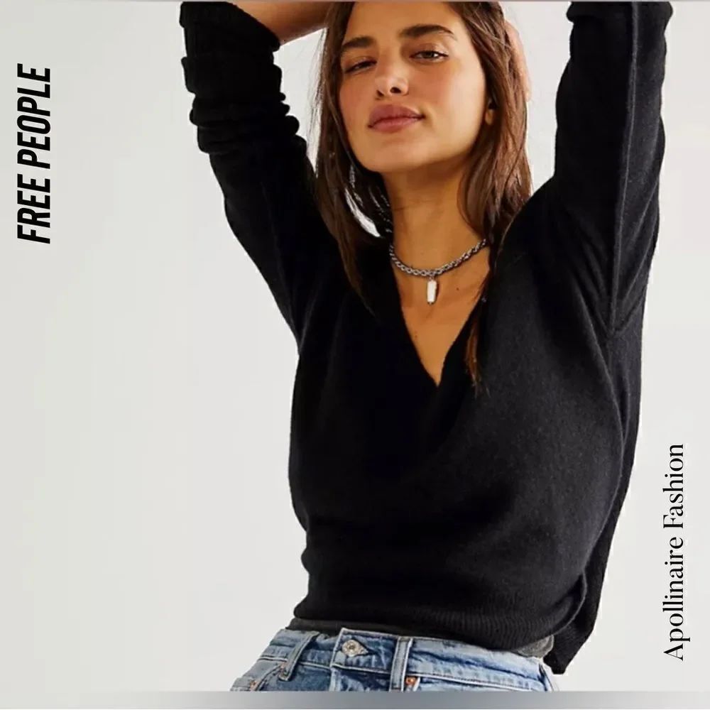 FREE PEOPLE STELLAR PULLOVER CASHMERE V NECK SWEATER NEW SP